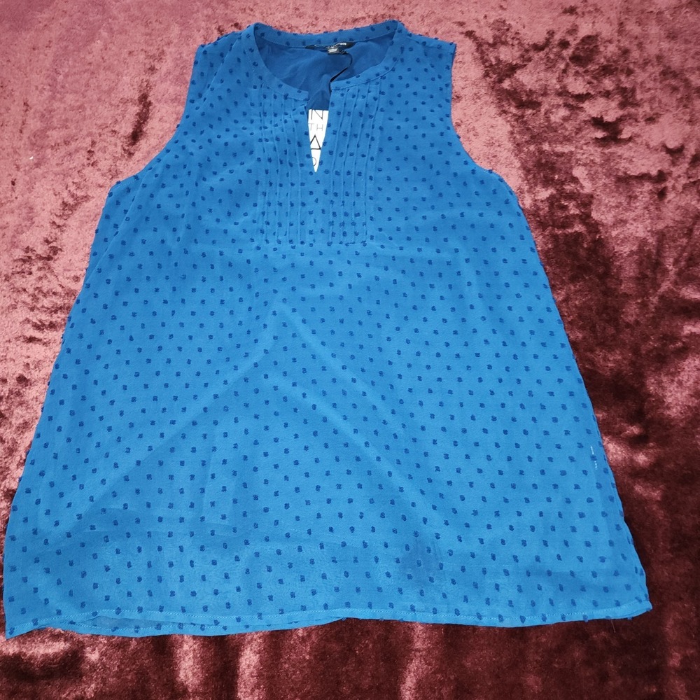 41 Hawthorn Zeina Split Neck Clip Dot Blouse Navy Size L
